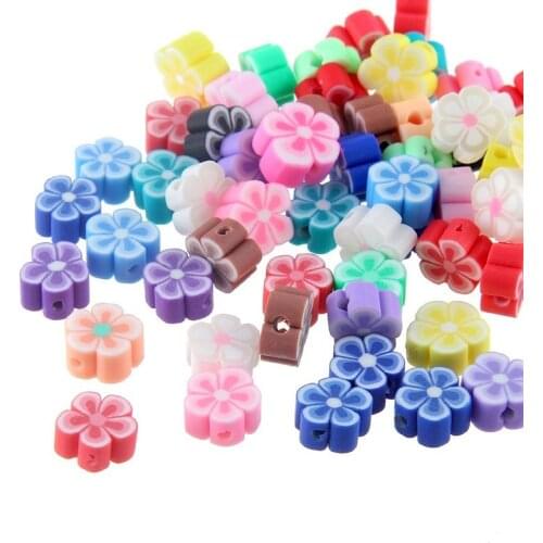 50pc/bag Soft Clay Polymer Clay Soft Loose Beads 8mm Flower-shaped Mixed Color for Jewelry Making DIY Necklace Bracelet Earrings