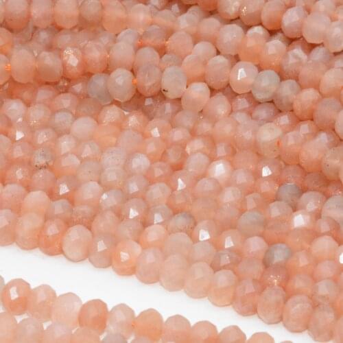 Natural Peach Moonstone Faceted Rondelle Beads 4x6mm
