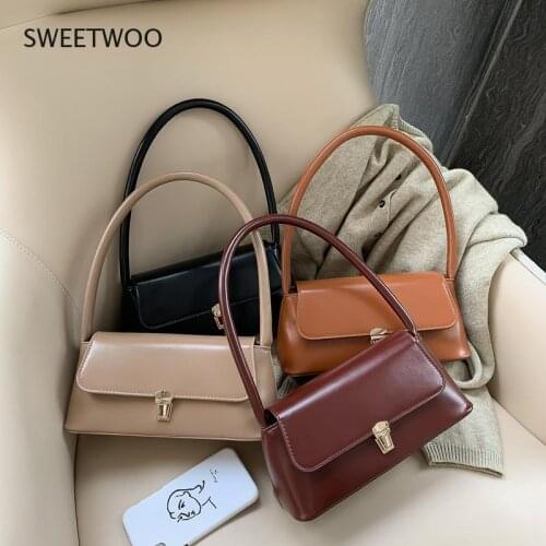 Color PU Leather Handbags For Women 2021 Shoulder Bag Female Small Elegant Totes Lady Handbag Luxury Hand Bag