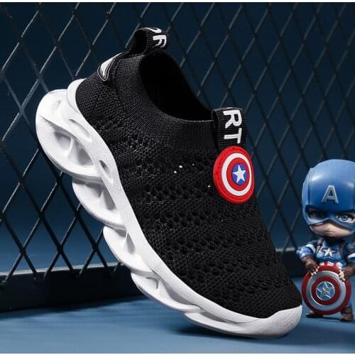 Disney childrens cartoon captain america boy casual shoes non-slip soft sole sneakers student running mesh breathable shoes