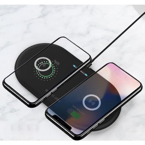 Dual QI Wireless Charger base Fast Charging 5W Pad Quick Charge For Samsung Galaxy S9 S7 S6 Edge Note8 9 iPhone 8 X XS XSMAX XR
