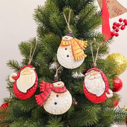 Double-side Coloured Christmas Pendant DIY Wrought lron Sturdy Construction Festival Ornaments Home Decor Wholesale 2021