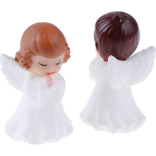 Hot! 2Pcs Angels Figurines Miniature Well Workmanship Odorless Sculpture Ornament Decoration For Desktop Car Garden Cake