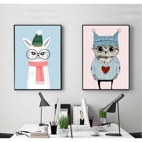 Nordic Pictures Minimalist Bear Abstract Animal Canvas Painting No Frame Wall Art Poster and Prints Childrens Room Decoration