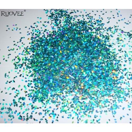 Laser Holographic Blue-Green Color 1MM Diamond rhombus Glitter Paillette Spangles Shape for DIY Nail Art Decoration
