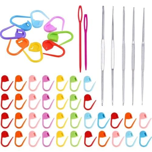 MIUSIE 107 PCS Double End Crochet Hook and Locking Stitch Marker for Sweater Weave Tool for Crochet Lover Knitting Mixed Color