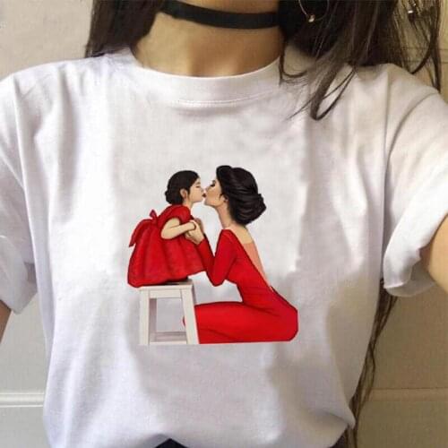 Fashion Mother Daughter Graphic T Shirt Women Tops Summer Short Sleeve Tee Shirt Femme Harajuku Shirt Plus Size Women T Shirt