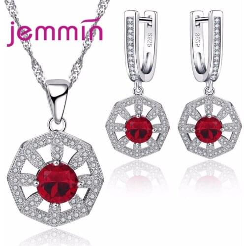 Trendy Bridal Wedding Jewelry Sets For Female Fine Clear Rhinestone Pendant Necklace Earrings Women Set Party Bijoux