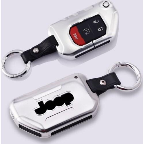 Fashion Aluminum alloy Leather Car Key Case Cover For Jeep Wrangler New JL 2018 For Jeep JL Remote Key Auto Interior Accessories