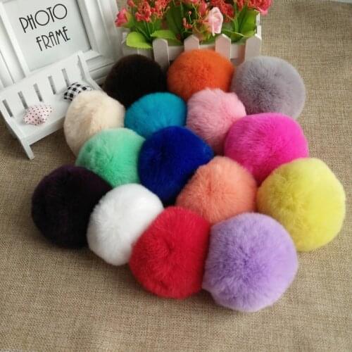 Real Rex Rabbit Fur Ball 6cm Pompom Car Pompon Rabbit Fur Ball for Keychain Fur DIY Bag Charms with Fluffy Bunny Ponpones 1pcs