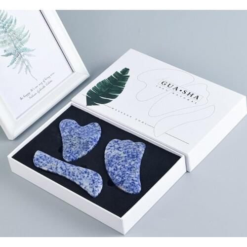 Natural Sodalite Blue Point Face Jade Guasha Scratch Crystal Stone Massage Back Head Foot Scraper Acupuntura Massager ToolS