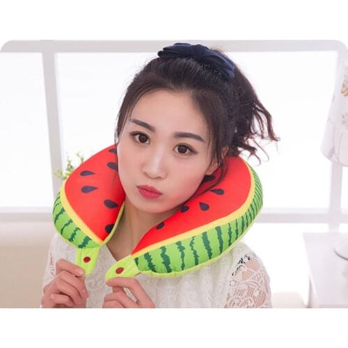 New Real Brinquedos De Menina Novelty 3d Fruit Print U Shape Pillow Outdoor Travel Rest Car Neck Office Pad Cushion Toys
