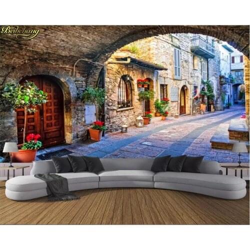 Beibehang Wallpaper Custom Photo Wall Paper Mural 3D Italian Town Street View European Landscape Wall Covering Papel De Parede