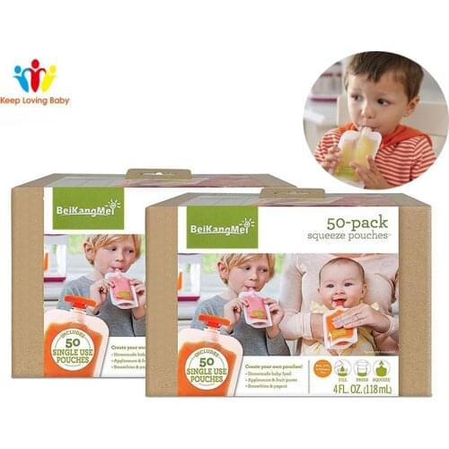 Single Use Food Pouch Packaging Squeeze Plastic Smoothie Squeeze Bags Refillable Fresh Storage Bag Lid Baby food storage box