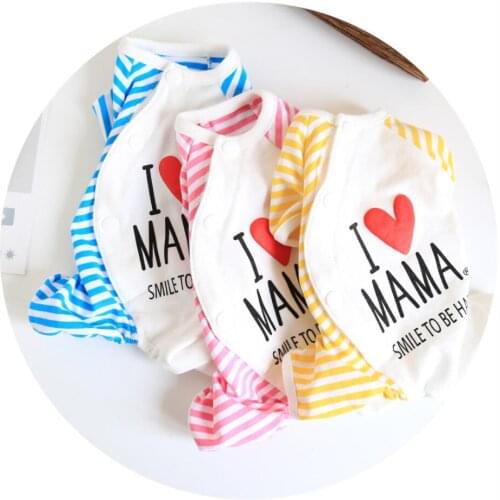 NEW Stripe Dog Pajamas LOVE Pet Pyjamas Pjs Dog Cat Jumpsuit Soft Dog Homewear Clothes for Small Pet 6 Color XS S M L XL