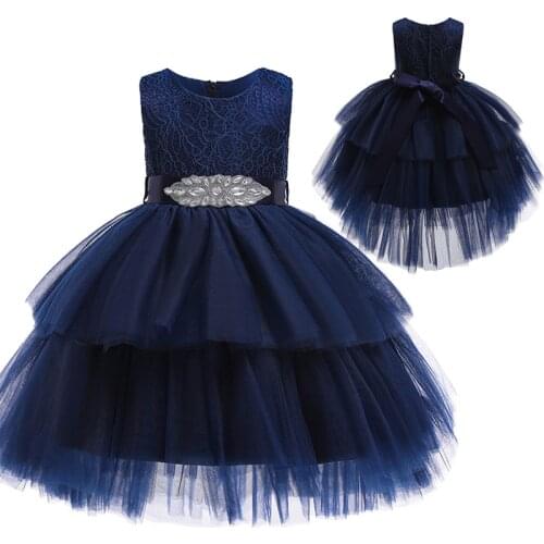 Flower Girl Princess Birthday Party Performing High-end Dress Girl Graduation Banquet First Lace Pompon Dress vestidos de fiesta