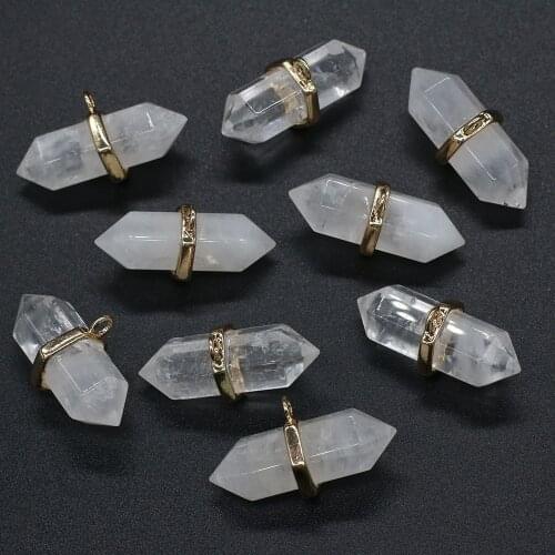 Polygon White Crystal Pendant Charms For DIY Necklace Handiwork Sewing Craft Jewelry Accessory Making