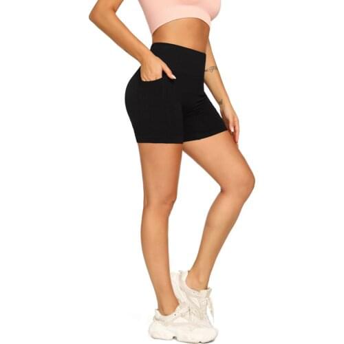 Sexy Women Sport Exercise Shorts High Waist Seamless Pocket Running Active Wear Compression Yoga Shorts