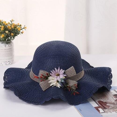 New Summer Floppy Wide Brim Sun Hat Women Straw Hat Cap Outdoor Holiday Lady Beach Casual Floral Panama Hat
