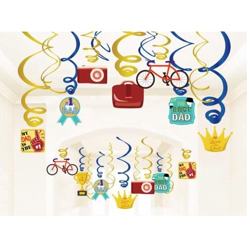 30pcs Father Happy Birthday Foil Spirals Happy Fathers Day Party Decorations The Best Dad Ceiling Hanging Swirls Party Favors