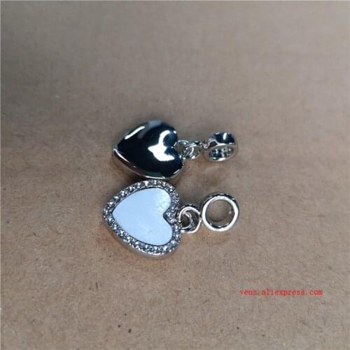 Sublimation blank heart charms photo bead metal charm with zircon hot transfer printing consumables 10pieces/lot