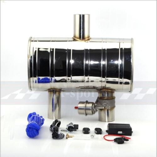 Car Exhaust Pipe Vacuum Pump Variable Valve Mufflers Remote Control Stainless Steel Universal ID 51mm 63mm 76mm Middle 2 Output