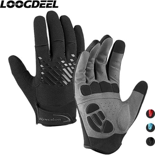 LOOGDEEL Cycling Gloves Full Finger Non-slip Breathable Shockproof Touch Screen Unisex Sports Fitness Wear-resistant Bike Gloves