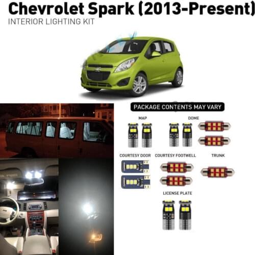 Interior LED Lights Replacement for Chevy Spark 2013 Accessories Package Kit (13 Bulbs), WHITE