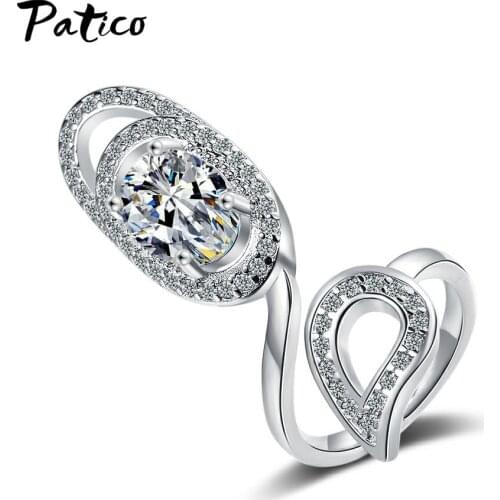 925 Sterling Silver Trendy Crystal Resizable Rings For Women Girls Wedding Engagement Fashion Jewelry Wholesale