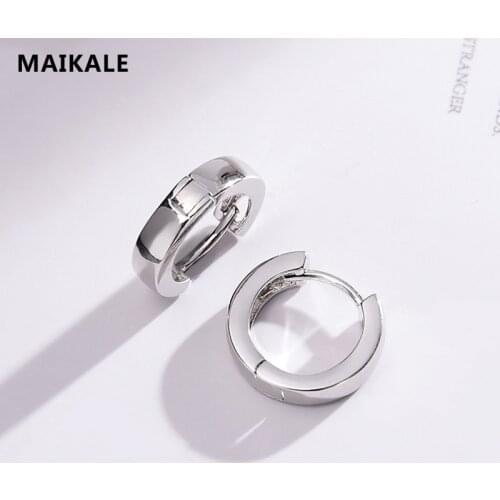 MAIKALE Simple Hoop Earrings Copper AAA Cubic Zirconia Gold Glossy Round Korean earrings For Women To Send Friend Gifts