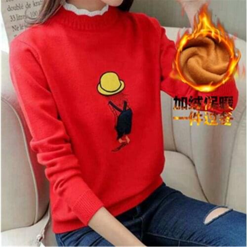 Knitted Turtleneck Women Sweater Pullover New Autumn Winter Plus Velvet Thick Long Sleeve Jumper Solid Pullover Tops Female