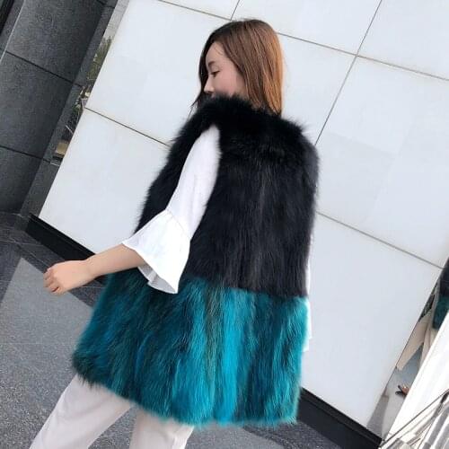 Brand Fur Genuine Fox Fur Vest Real Raccoon Fur Coat Gilet For Ladies Winter Match New Factory Drop Shipping tsr858