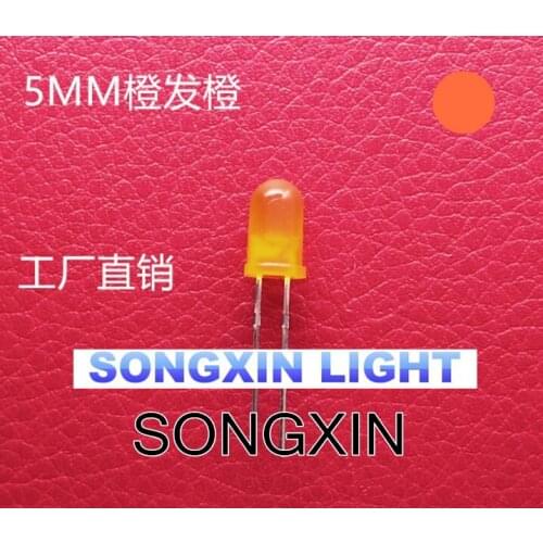 13000pcs 5mm Diffused Orange (600-610nm) Color Round 2V 20mA DIP LED Diode Light Through Hole 5 mm Light-Emitting Diode LED Lamp