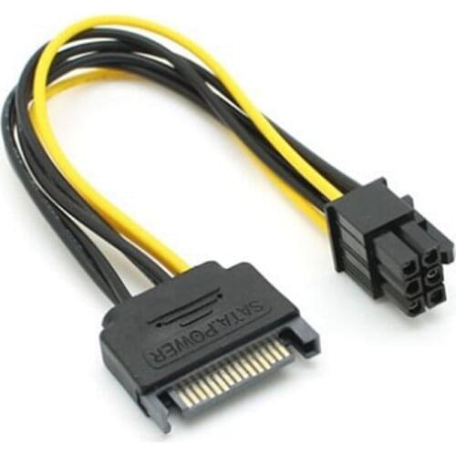 15pin SATA Power to 6pin PCIe PCI-e PCI Express Adapter Cable for Video Card 15-pin SATA Power Female, 6-pin PCIe Power Male