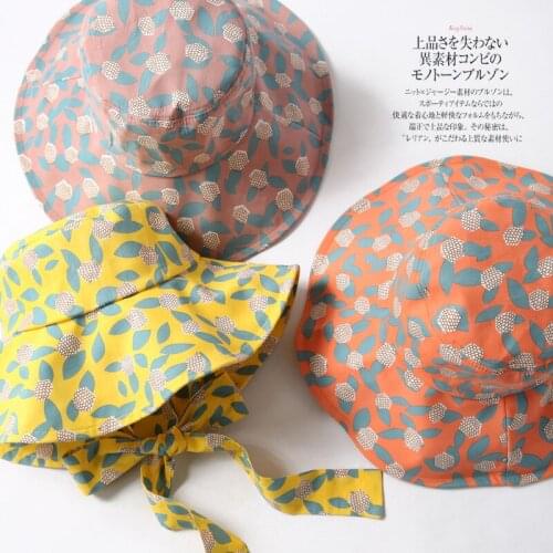 2021 Spring and Summer New Hat Female Sicily Sunscreen Plant Printing Holiday Wind Fisherman Hat Cloth Hat Wholesale Bucket Hat