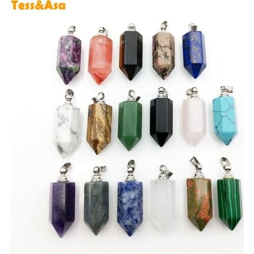 3pcs Bullet Pendant Natural Chakra Quartz Healing Bottle Hexagonal Necklace European And American Women Necklace Pendant Jewelry