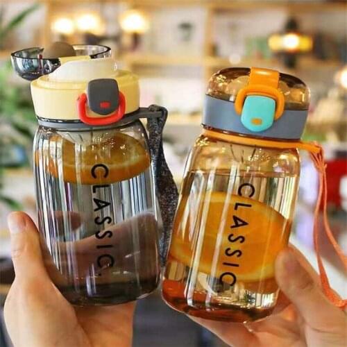 400ML Large Capacity Water Bottle Outdoor Sports Fitness Plastic Straw Water Cup Fall Proof Space Cup Portable Cup With Handle