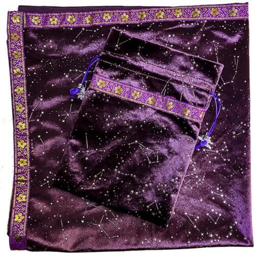 60x60CM Tarot Table Cloth Divination With Drop Diamond Velvet Decorations With Tarot Pouch Restaurant Tablecloth Decoration