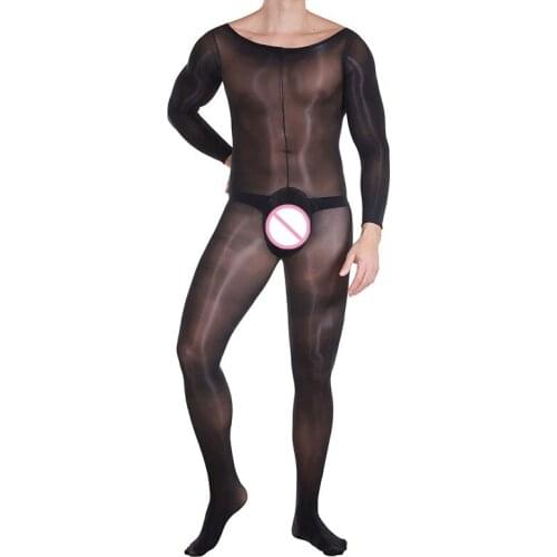 8D Sexy Oil Gloosy U Convex Pouch Bodysuit Bandage Sexy Tight Body Stockings Elastic Bodyhouse Gay Wear Puls Size F30