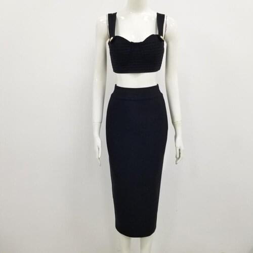 Babatique 2020 New Fashion Sexy Women Black Red 2 Pieces Set Ladies Bodycon Bandage Party Dress