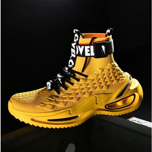 Brand Designed Men Sock Sneakers 4D Hight Top Ankle Boot Weaving Men Walking Shoes Light Comfortable Street Bota Fashion Ins Men