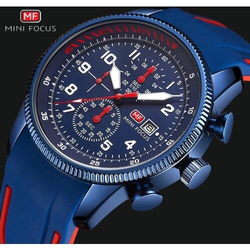 MINIFOCUS Army Sport Mutifunction Quartz Watches Mens Luminous Calendar Clock Cool Silicone Belt Waterproof Unique Gift for Boy