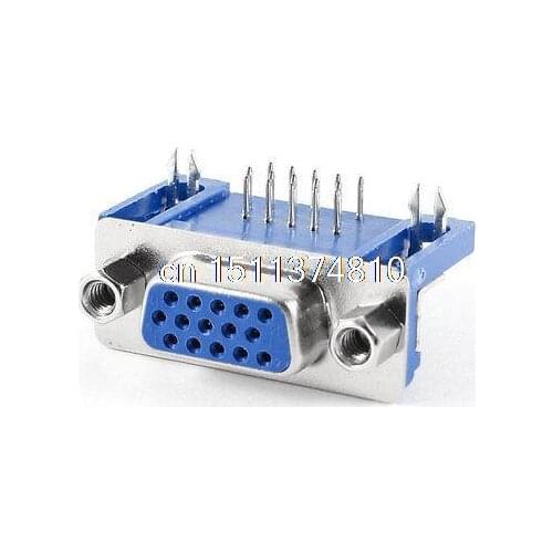 DB15 15 Pin Three Row Lock Screw 90 Degree Female Plug D-sub PCB Connector