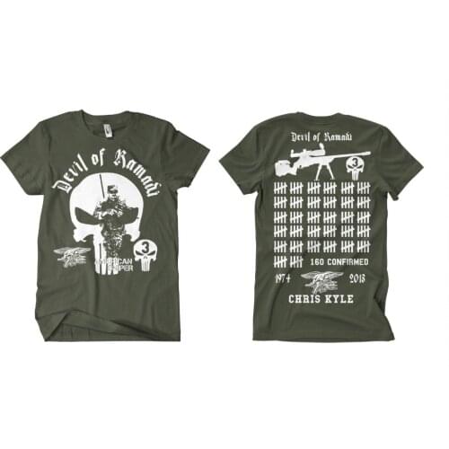 The Devil of Ramadi T-Shirt Oliv Chris Kyle American Sniper Scharfschutze Cpo Hot Sale New Double-sided MenS New Fashion Shirt