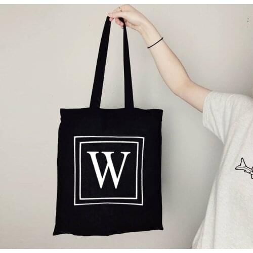 Shopper Letters Printing Canvas Bag Female Cotton Handbag Harajuku Kawaii Shoulder Bags Women Cute Custom Bags with Logo