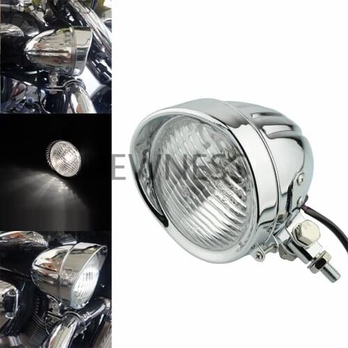 Chrome Motorcycle Headlight Vintage Custom Cafe Racer Headlight For Honda CB Bobber Chopper Yamaha Suzuki Kawasaki Harley