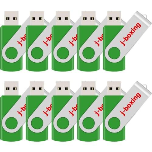 J-boxing 32GB USB Flash Drive, Metal Swivel 8GB 16GB Memory Stick, Rotating Pen Drive Thumb Storage 1GB 2GB 4GB 10PCS/Pack Green