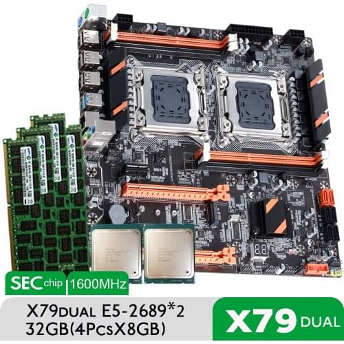 Atermiter X79 Dual CPU Motherboard Set with 2 × Xeon E5 2689 4 × 8GB = 32GB 1600MHz PC3 12800 DDR3 ECC REG Memory