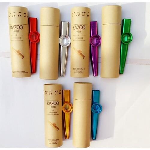 Metal Kazoos with Box Musical Instruments Flutes Diaphragm Mouth Kazoo Flute Guitar Musical For Beginners Kids Adult Party Gifts