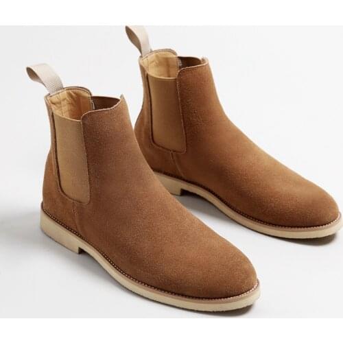 Yomior New Cow Leather Vintage Unisex Casual Shoes Men Ankle Boots Top Quality British Pointed Toe Slip-On Platform Chelsea Boot